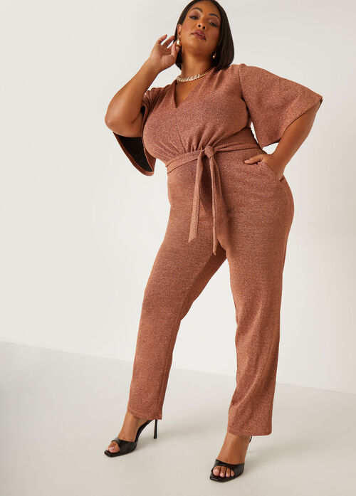 Ashley Stewart Lurex Straight Leg Jumpsuit