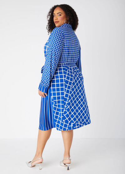 Ashley Stewart Printed Belted Shirtdress