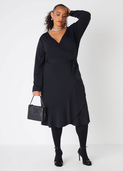 Ashley Stewart Flounce Faux Wrap Dress