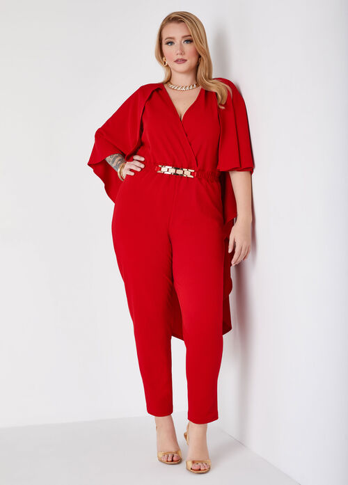 Ashley Stewart Chain Link Faux Wrap Jumpsuit