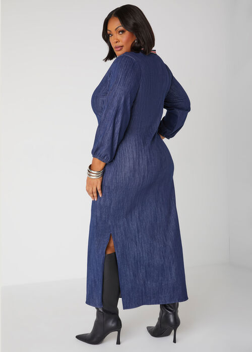 Ashley Stewart Textured Denim Maxi Dress