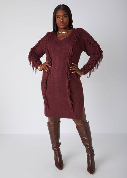 Ashley Stewart Fringed Cable Knit Sweater Dress (x2)