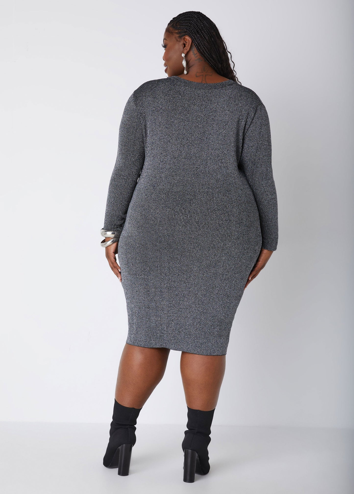 Ashley Stewart Lurex Bodycon Sweater Dress