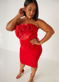 Ashley Stewart Strapless Rosette Bodycon Dress