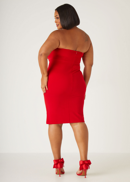 Ashley Stewart Strapless Rosette Bodycon Dress