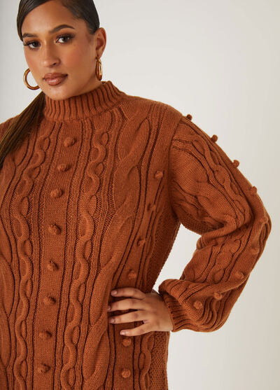 Ashley Stewart Cable Knit Midi Sweater Dress