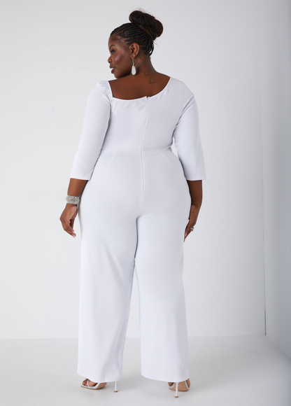 Ashley Stewart Embellished Mesh Paneled Jumpsuit