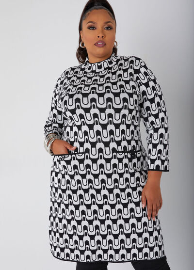 Ashley Stewart Swirl Sweater Shift Dress