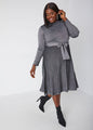 Ashley Stewart Pleated Lurex Sweater Dress