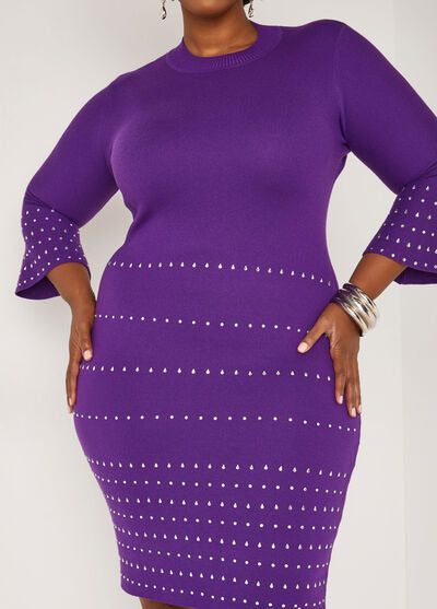 Ashley Stewart Crystal Sweater Bodycon Dress