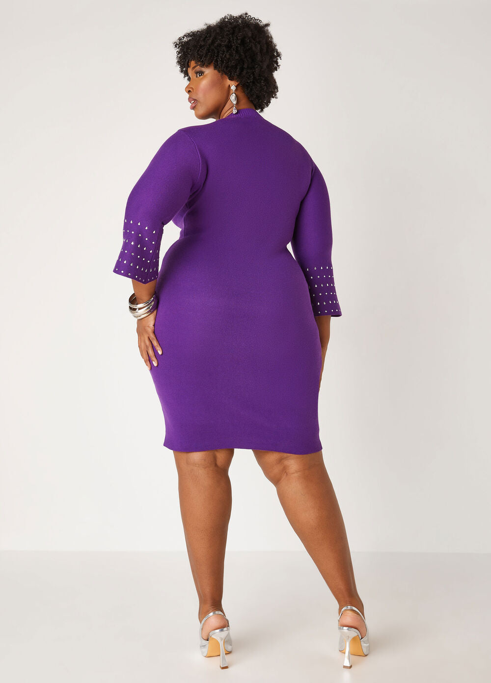 Ashley Stewart Crystal Sweater Bodycon Dress