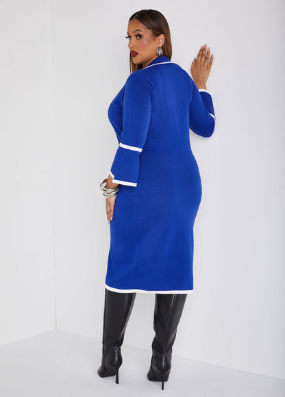 Ashley Stewart Bell Sleeved Sweater Dress