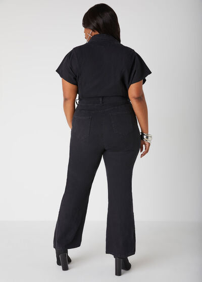 Ashley Stewart Straight Leg Denim Jumpsuit