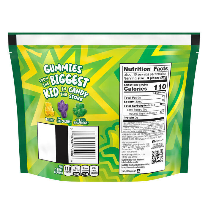 SHAQ-A-LICIOUS XL GUMMIES Sour Chewy Candy Bag, 11.8 oz