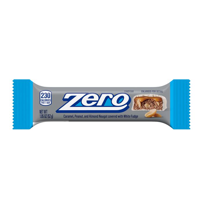 ZERO White Fudge, Caramel, Peanut and Almond Nougat Candy Bars, 1.85 oz (24 Count)