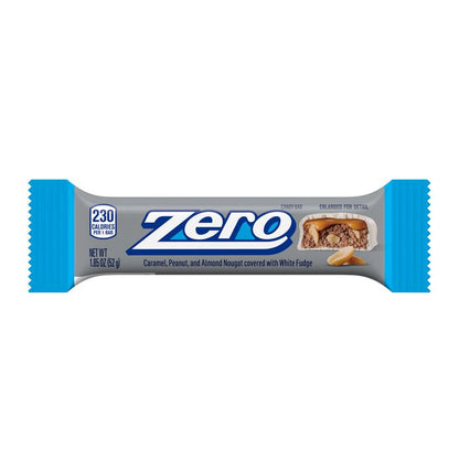 ZERO White Fudge, Caramel, Peanut and Almond Nougat Candy Bars, 1.85 oz (24 Count)