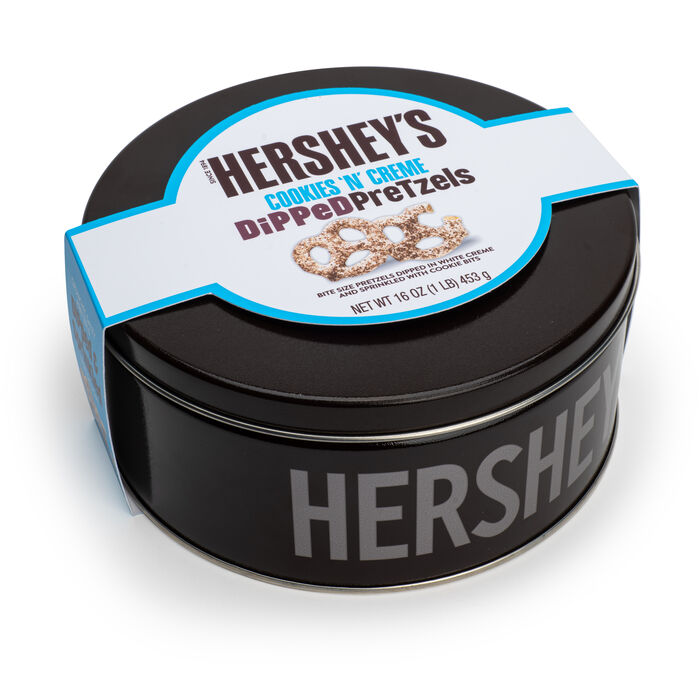 HERSHEY'S Cookies 'n' Creme Dipped Pretzel Tin, 16 oz