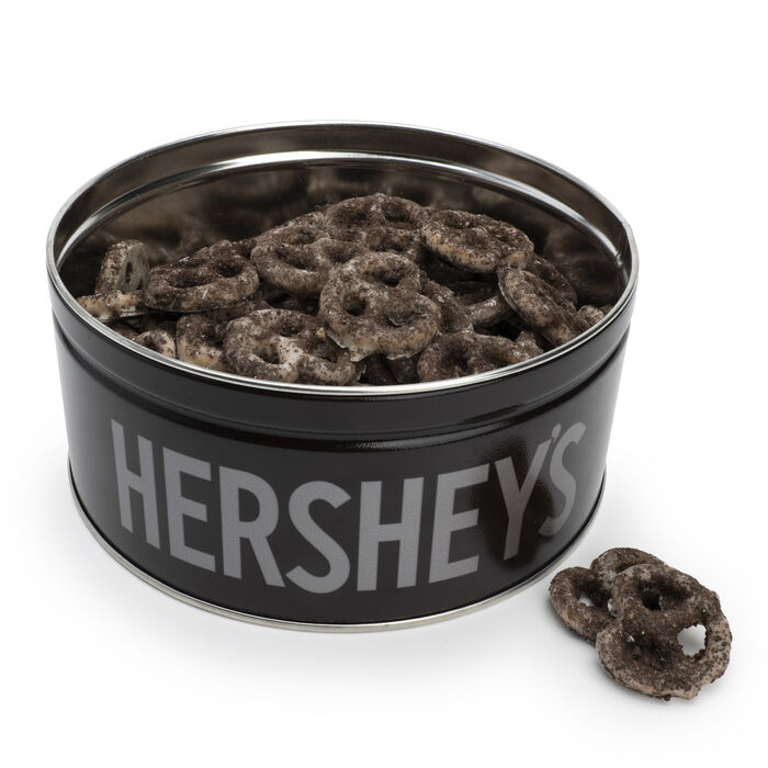 HERSHEY'S Cookies 'n' Creme Dipped Pretzel Tin, 16 oz