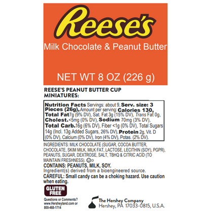 REESE'S Milk Chocolate Miniatures Filled Tube, 8 oz