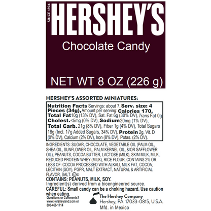 HERSHEY'S Chocolate Assorted Miniatures Filled Tube, 8 oz