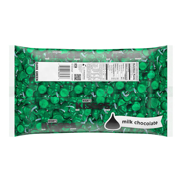 HERSHEY'S KISSES Milk Chocolates in Dark Green Foils - 66.7oz Candy Bag