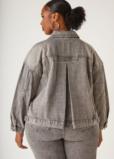 Ashley Stewart Acid Wash Denim Swing Jacket