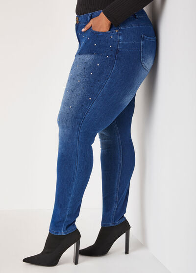 Ashley Stewart Crystal Mid Rise Skinny Jeans(x2)