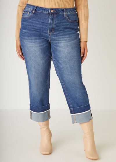 Ashley Stewart High Rise Cuffed Straight Leg Jeans(X2)