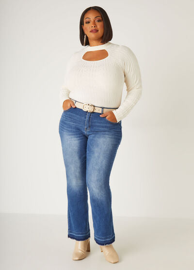 Ashley Stewart Frayed High Rise Bootcut Jeans(X2)