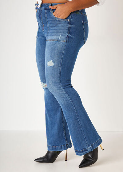 Ashley Stewart Distressed High Rise Flared Jeans(X2)