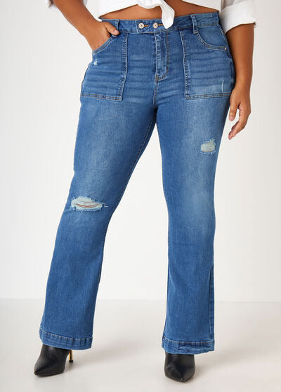 Ashley Stewart Distressed High Rise Flared Jeans(X2)