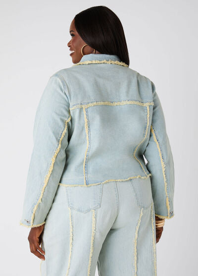 Ashley Stewart Frayed Denim Trucker Jacket