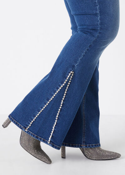 Ashley Stewart Crystal Embellished Flared Jeans