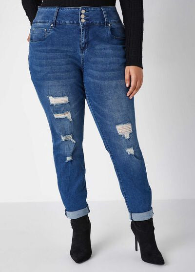 Ashley Stewart Cuffed Distressed Slim Leg Jeans(X2)