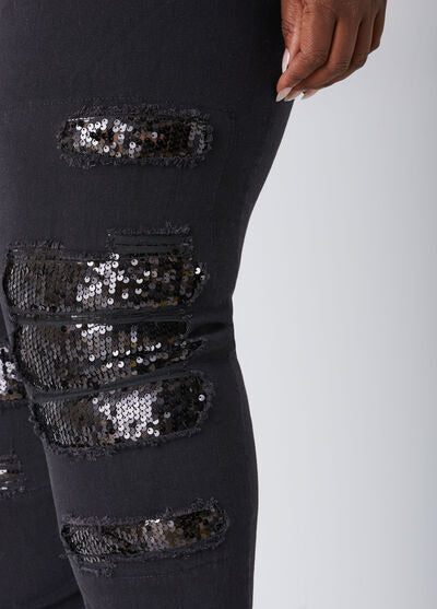 Ashley Stewart High Rise Sequined Skinny Jeans