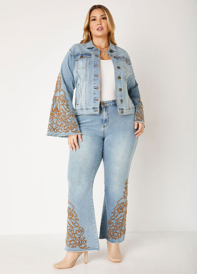 Ashley Stewart Embroidered Denim Jacket