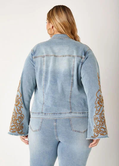 Ashley Stewart Embroidered Denim Jacket