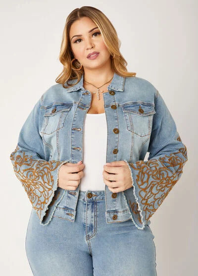 Ashley Stewart Embroidered Denim Jacket