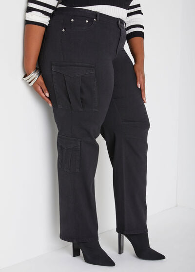 Ashley Stewart Mid Rise Cargo Jeans