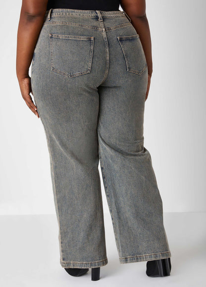 Ashley Stewart Seam Detailed Wide Leg Jeans(X2)