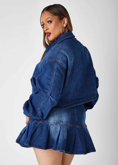 Ashley Stewart Cropped Drawstring Denim Jacket