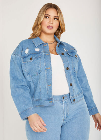 Ashley Stewart Crystal Cutout Denim Jacket(X2)