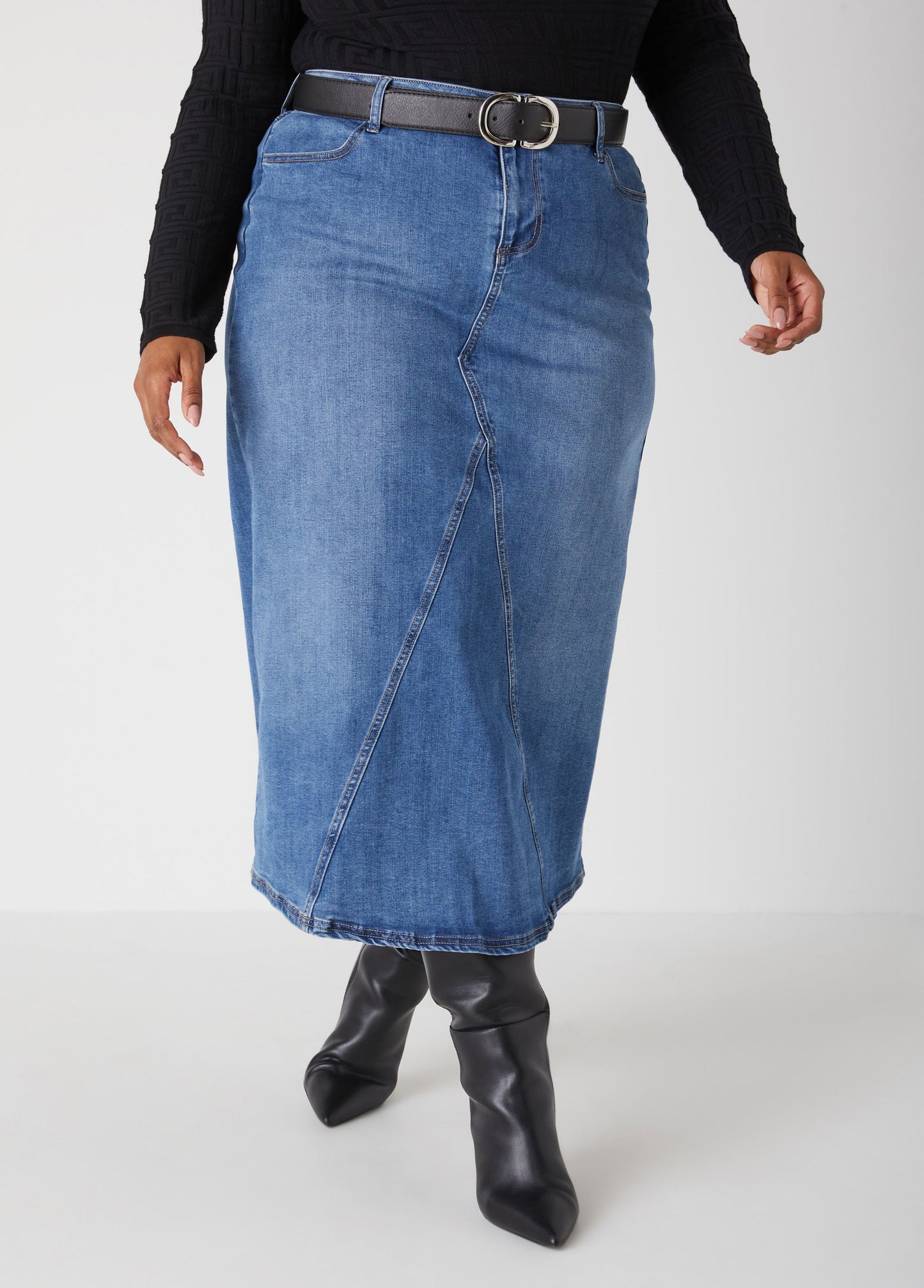 Ashley Stewart Seam Detailed Denim Midaxi Skirt(X2)