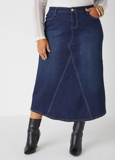 Ashley Stewart Seam Detailed Denim Midaxi Skirt(X2)