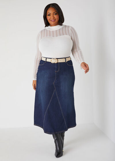 Ashley Stewart Seam Detailed Denim Midaxi Skirt(X2)