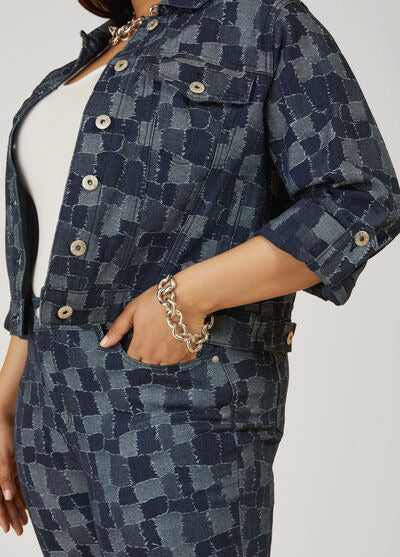 Ashley Stewart Patchwork Cropped Denim Jacket