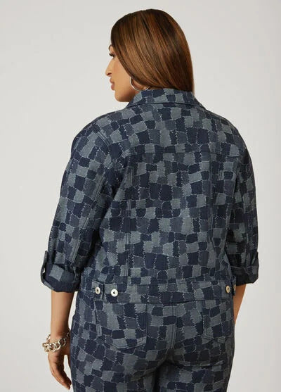 Ashley Stewart Patchwork Cropped Denim Jacket