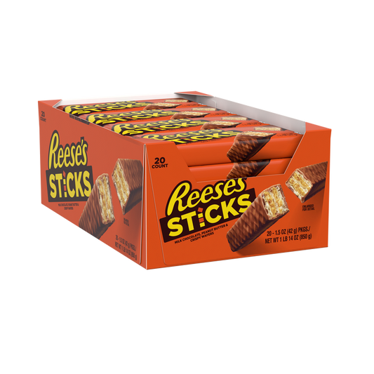 REESE'S STICKS Milk Chocolate Peanut Butter Candy Bars, 1.5 oz (20 Count)