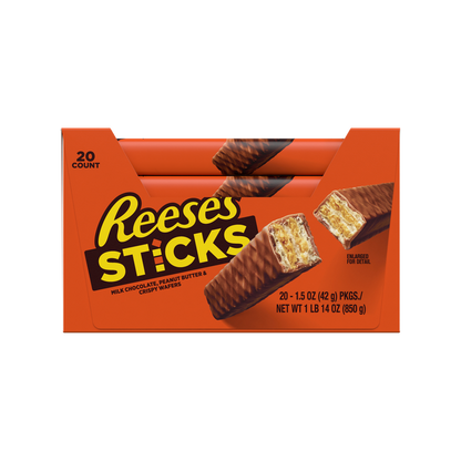 REESE'S STICKS Milk Chocolate Peanut Butter Candy Bars, 1.5 oz (20 Count)