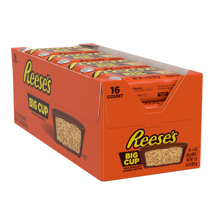 REESE'S BIG CUP Milk Chocolate Peanut Butter Cups, 1.4 oz (16 Count)